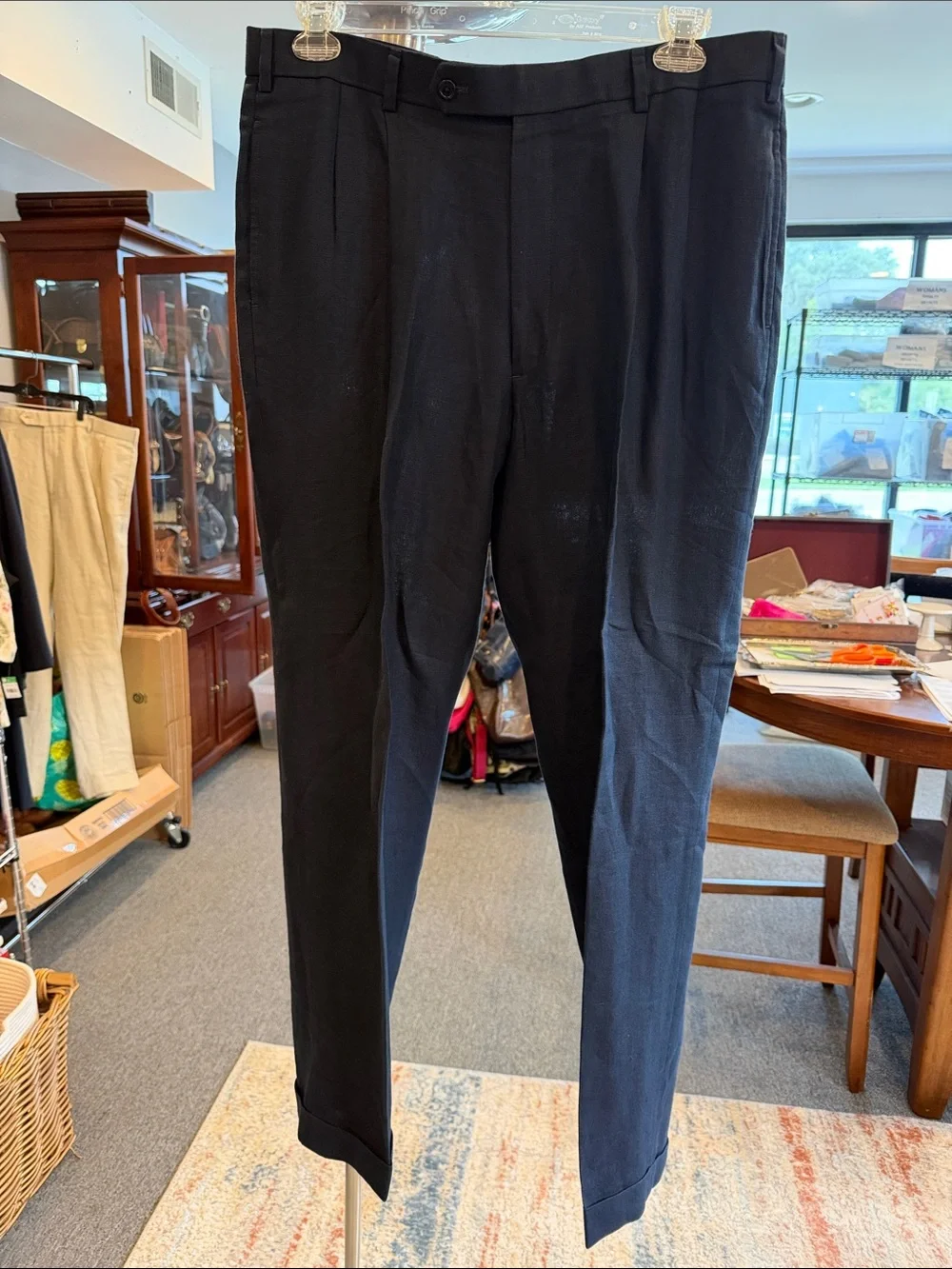 Brooks Brothers Navy Linen Dress Trousers Men’s 38x32 Tailored Pants